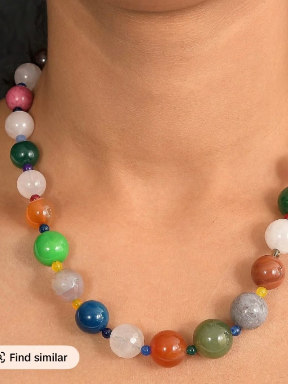 Multi Gemstone Beaded Necklace in Platinum Bond